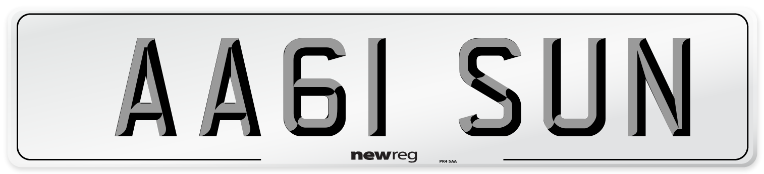 AA61 SUN Number Plate from New Reg
